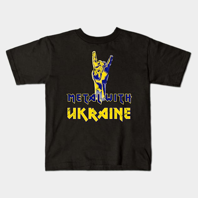 Metal with Ukraine Kids T-Shirt by Kishu